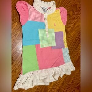 Ralph Lauren baby Colorful pastel Patchwork Dress with Ruffle Hem